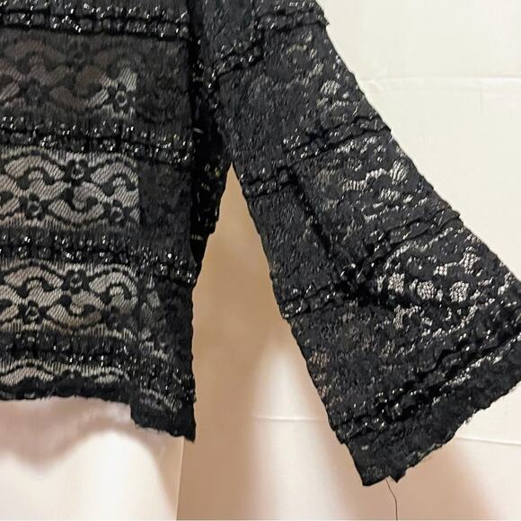 R&M Richards Black Lace Bolero Jacket M USA Sparkly Evening Event Dark Coquette - Picture 4 of 6